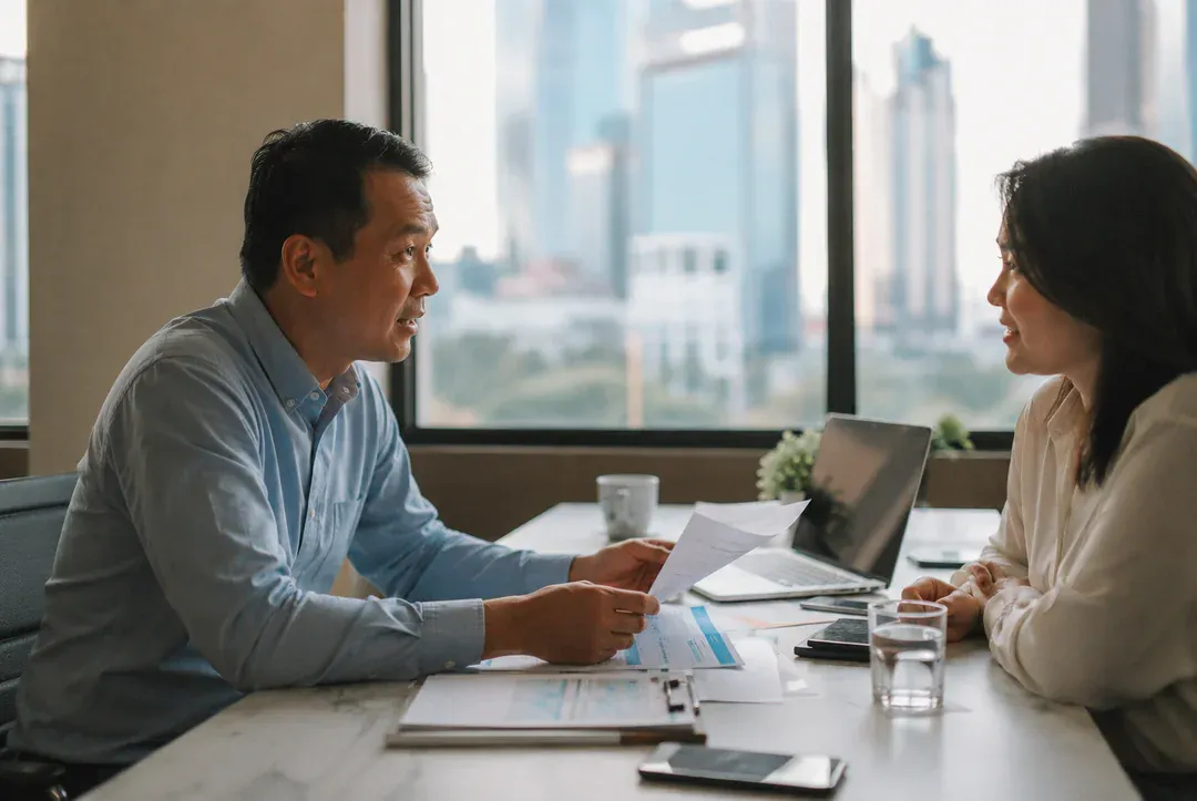 Advisor reviewing a policy with a client